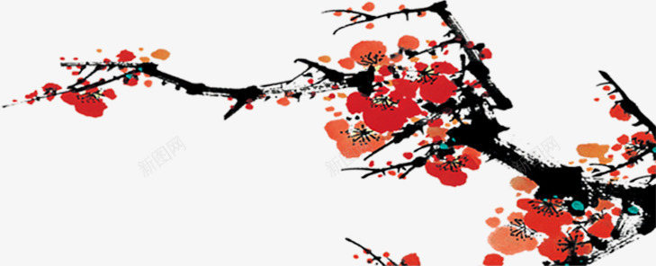 中国画红色梅花团队png免抠素材_新图网 https://ixintu.com 中国画 团队 梅花 红色