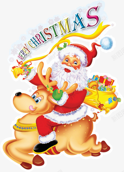 手绘骑着梅花鹿的圣诞老人png免抠素材_新图网 https://ixintu.com 圣诞老人 梅花鹿