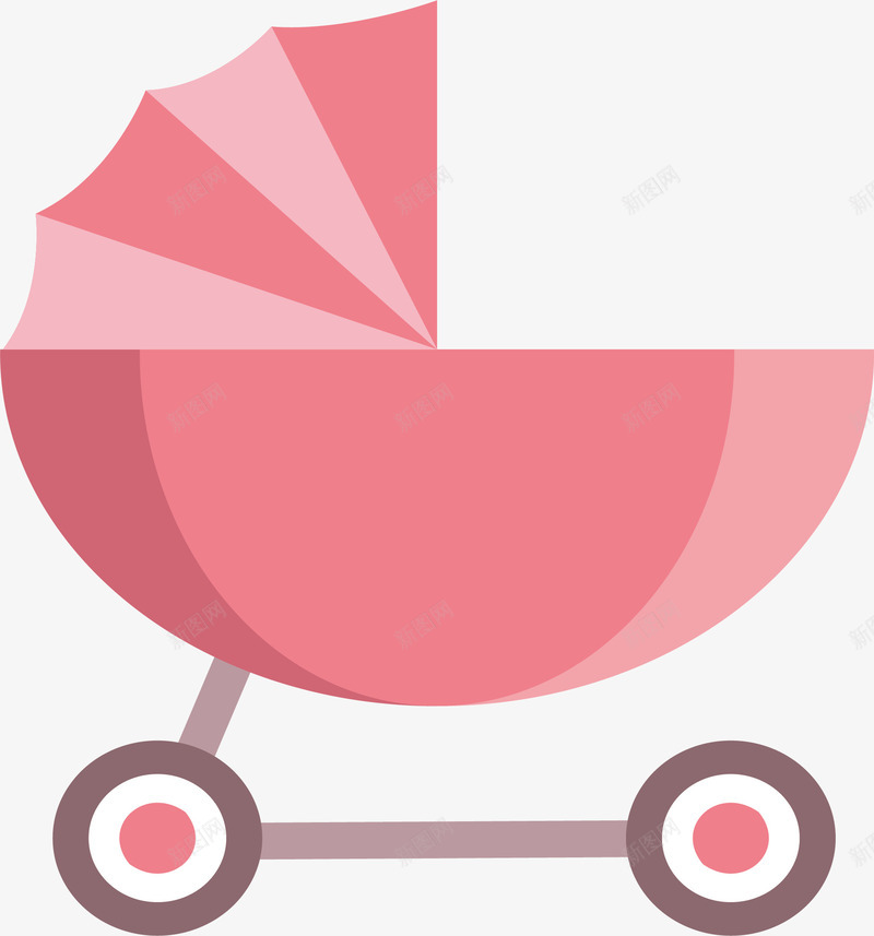 粉色卡通婴儿推车png免抠素材_新图网 https://ixintu.com 婴儿推车 婴儿车 手推车 推车 矢量png 粉红色