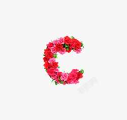c英文字母花朵元素素材
