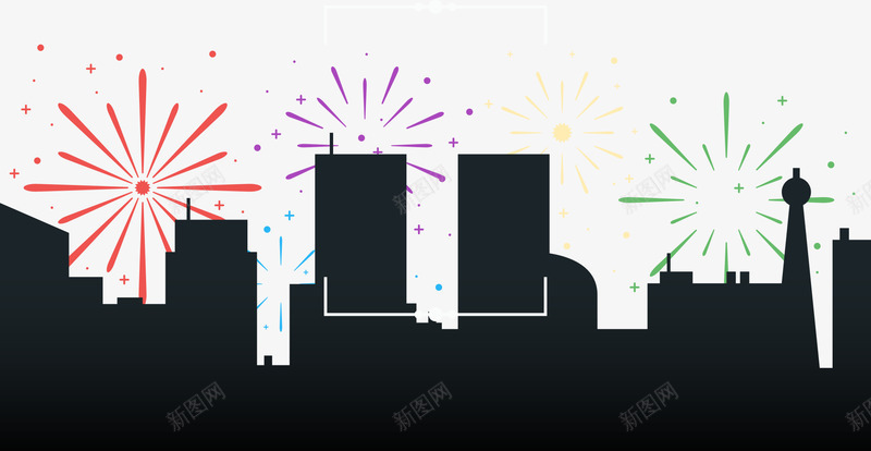 房屋烟花png免抠素材_新图网 https://ixintu.com 2017 放烟花 新年 烟花 鸡年