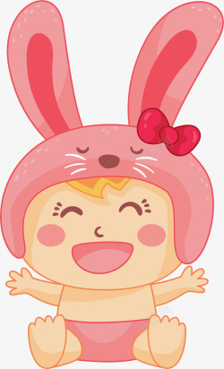 粉红女婴粉色兔耳朵新生儿矢量图高清图片