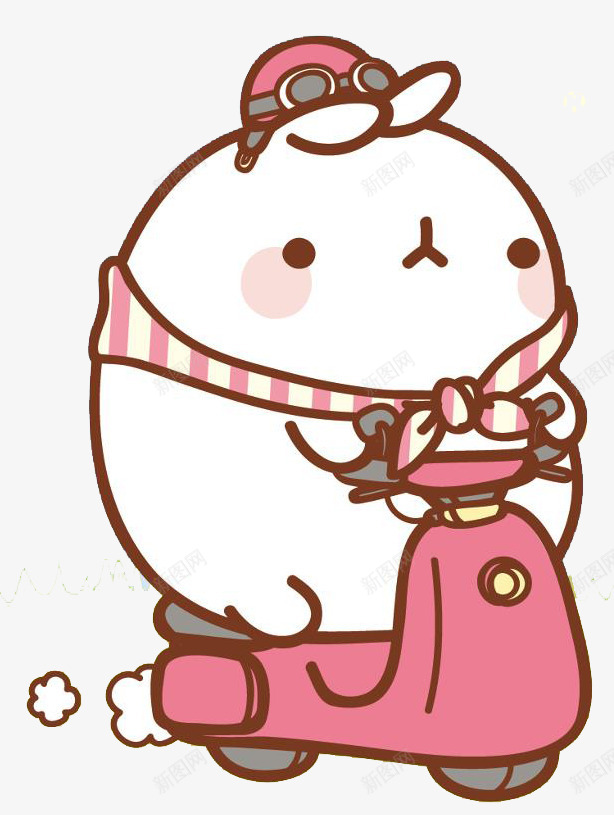 骑车的兔兔png免抠素材_新图网 https://ixintu.com 条纹围巾 白色的兔子 粉红色的小车 粉色的帽子