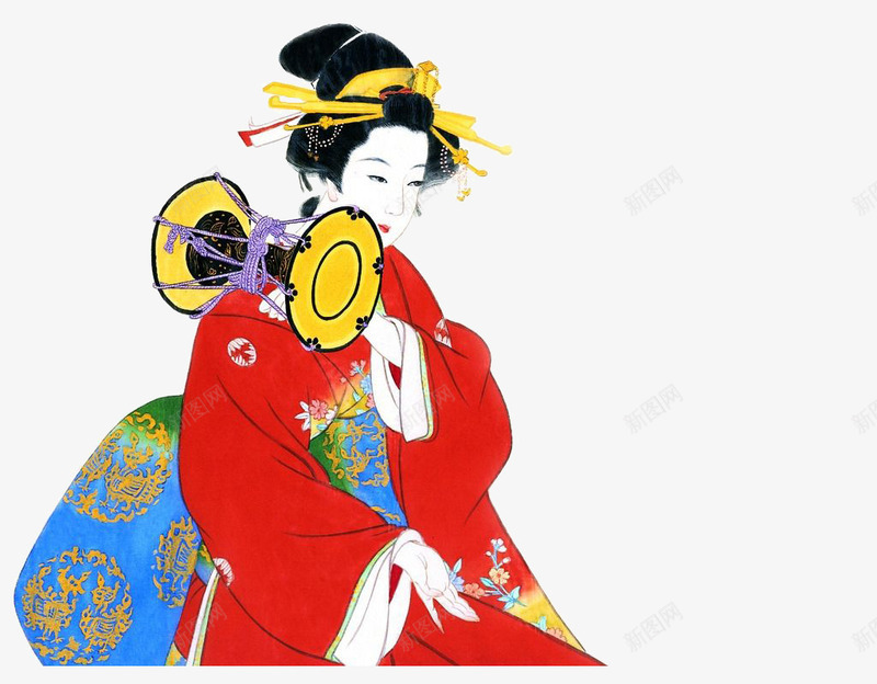 日本和服古装女性插图png免抠素材_新图网 https://ixintu.com 卡通手绘 古代妇女 古装 古风 日本和服 跪着的动作 雍容华贵