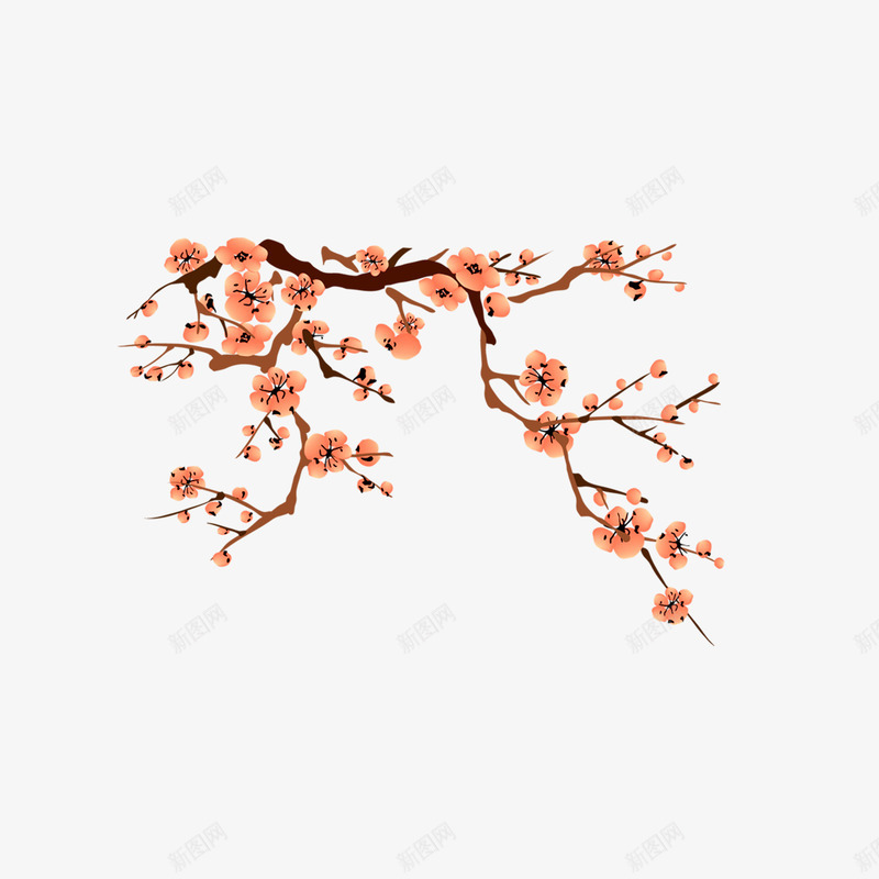 手绘一枝梅png免抠素材_新图网 https://ixintu.com png图形 png装饰 手绘 梅花 粉色 花朵 装饰