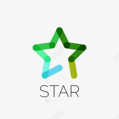 线条五角星logo图标图标