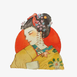 手绘日本女人素材