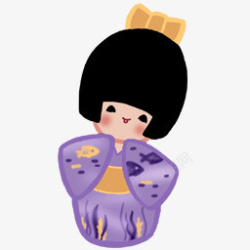 日本娃娃紫色衣服素材