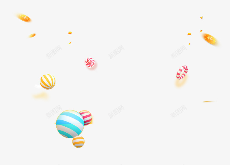 球形双十一漂浮装饰psd免抠素材_新图网 https://ixintu.com 个性 彩色 条纹 漂浮 球形 装饰
