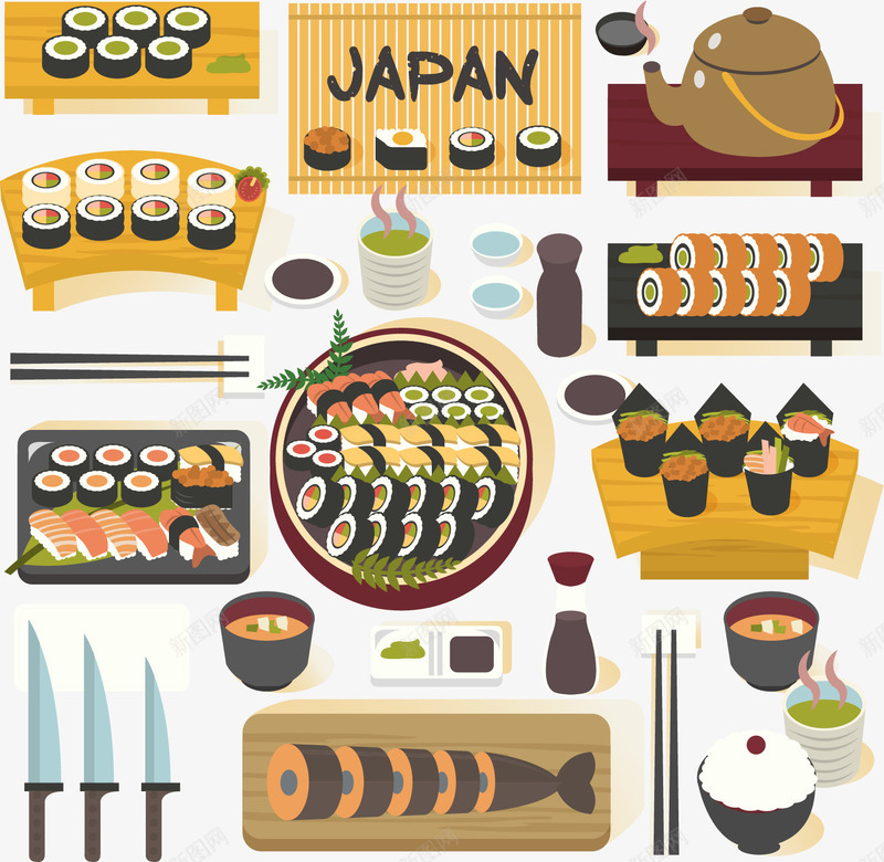 日本料理创意png免抠素材_新图网 https://ixintu.com 旅游 日本元素 民族文化