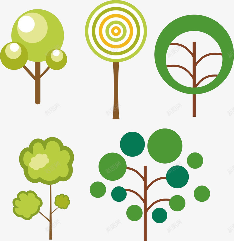 简笔画树png免抠素材_新图网 https://ixintu.com 卡通树 抽象 绿色背景 设计
