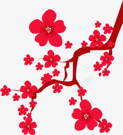 梅花卡通画透明png红色卡通梅花高清图片