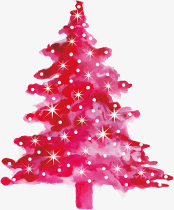 粉红色水彩圣诞树矢量图素材