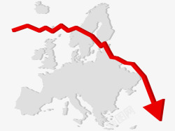 欧洲地图和下降的箭头素材