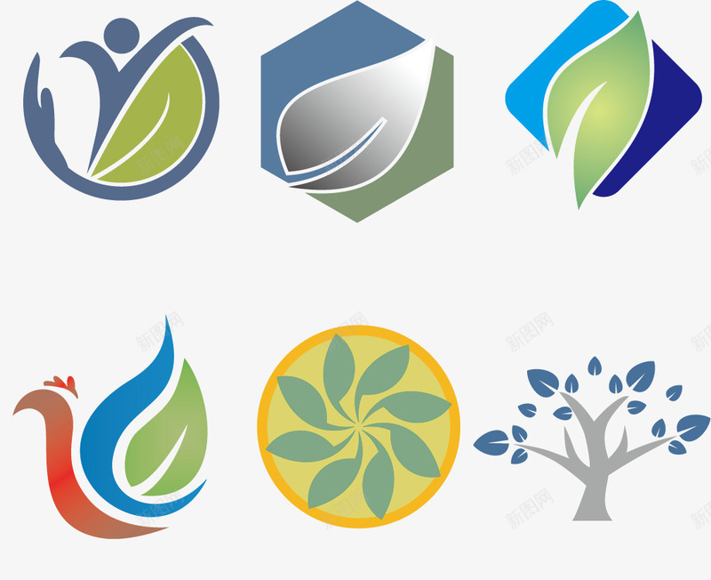 logo图标png_新图网 https://ixintu.com logo素材 企业logo 创意logo 叶子 大树 抽象 标志标识 环保logo 鸟