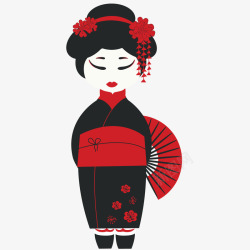 创意拿着扇子的日本女人素材