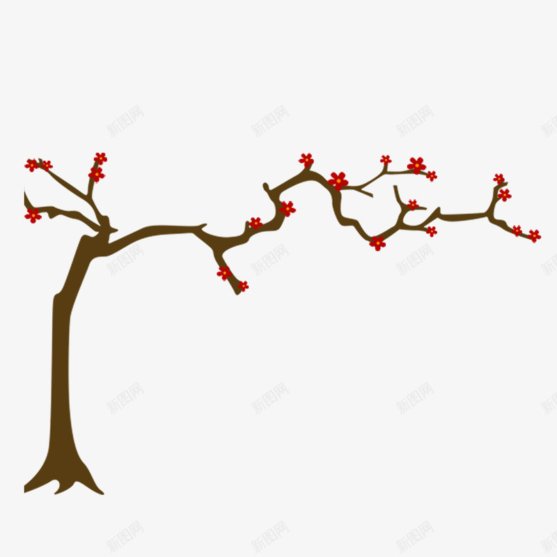 灰色梅花png免抠素材_新图网 https://ixintu.com 树干 树木 植物 灰色 生长 红色 纹理 自然 花朵 质感