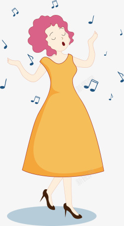美丽裙子唱歌的女生矢量图高清图片