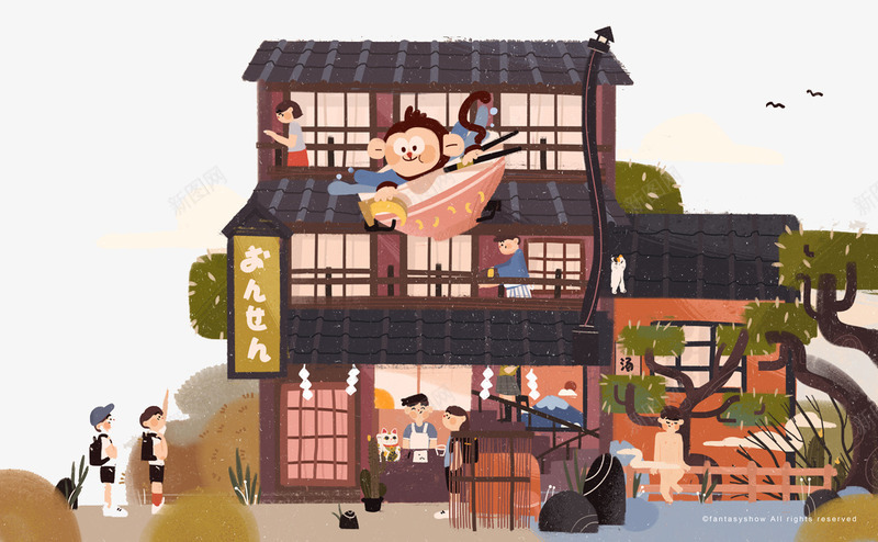 创意手绘日本饭店png免抠素材_新图网 https://ixintu.com 创意手工 创意设计 卡通设计 可爱玩偶