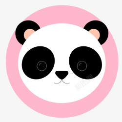 卡通粉红色的圆形熊猫标签矢量图素材