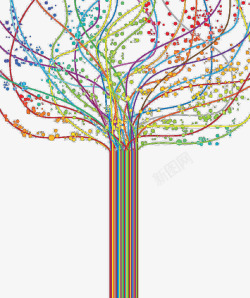彩色科技树线条素材