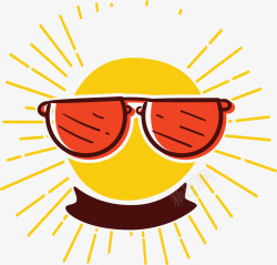 可爱标贴太阳眼镜夏日卡通主题标签素矢量图高清图片