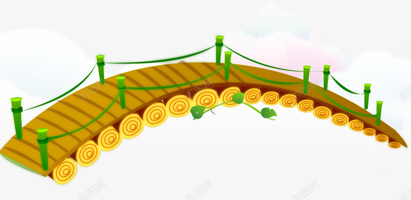 卡通木桥装饰psd免抠素材_新图网 https://ixintu.com 卡通手绘 平面装饰 教育宣传 木制桥