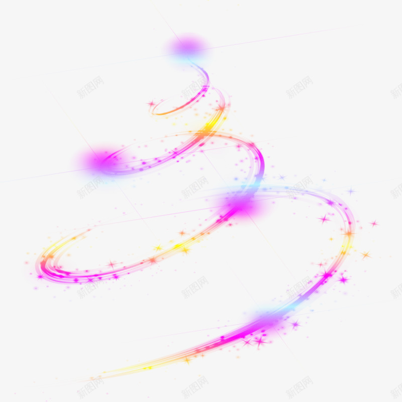 彩色螺旋装饰发光线png免抠素材_新图网 https://ixintu.com 发光 发光线 彩色 手绘 线条
