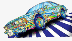 彩绘斑马创意图案彩绘车子高清图片