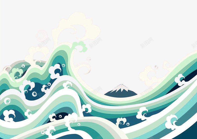绿色简约海浪边框纹理png免抠素材_新图网 https://ixintu.com 免抠PNG 教育 海浪 绿色 边框纹理