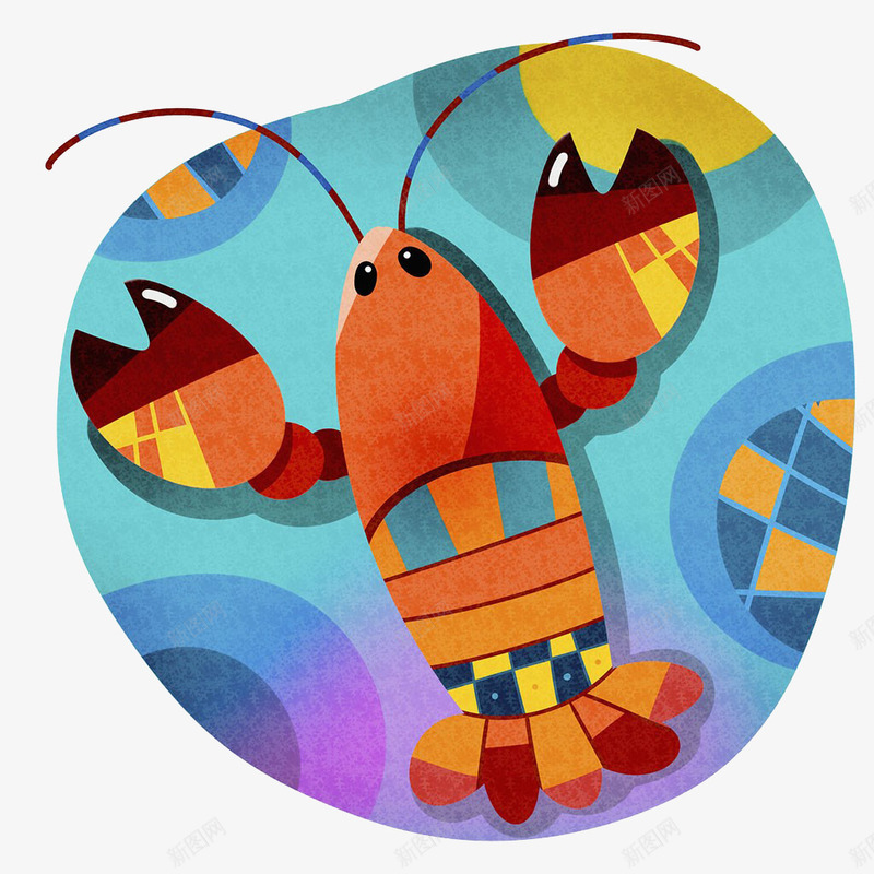 抽象龙虾插画png免抠素材_新图网 https://ixintu.com 动物 可爱 彩色小龙虾 抽象龙虾插画 水产 海鲜