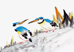 插画作品水彩创意美术鸟类插画高清图片