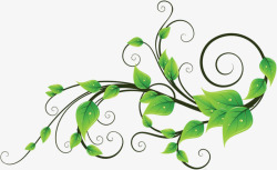 手绘绿色树叶水珠装饰素材