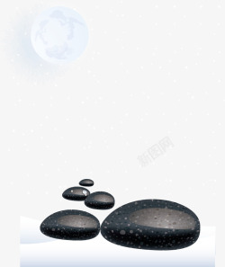 鹅卵石雪花石头素材