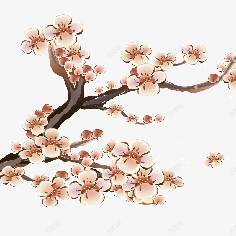 梅花png免抠素材_新图网 https://ixintu.com 一枝 古画 粉色