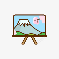 日本风光彩色圆角富士山绘画元素矢量图图标高清图片
