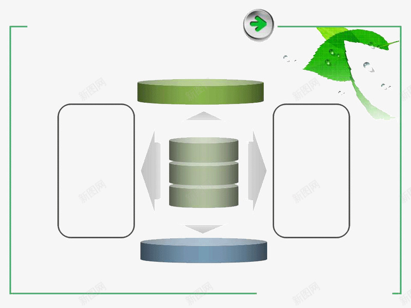 绿色PPT模板png免抠素材_新图网 https://ixintu.com PPT模板 PPT背景 文本框 绿叶水珠 绿色