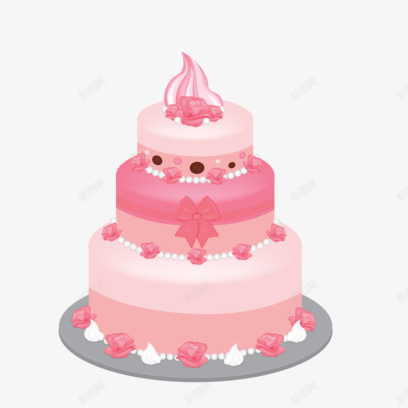 粉色三层蛋糕矢量图ai免抠素材_新图网 https://ixintu.com 三层 粉红色 美食 蛋糕设计 食物设计 矢量图