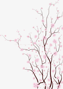 粉色梅花树手绘梅花高清图片