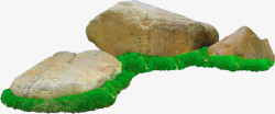 公园石头绿苔装饰素材