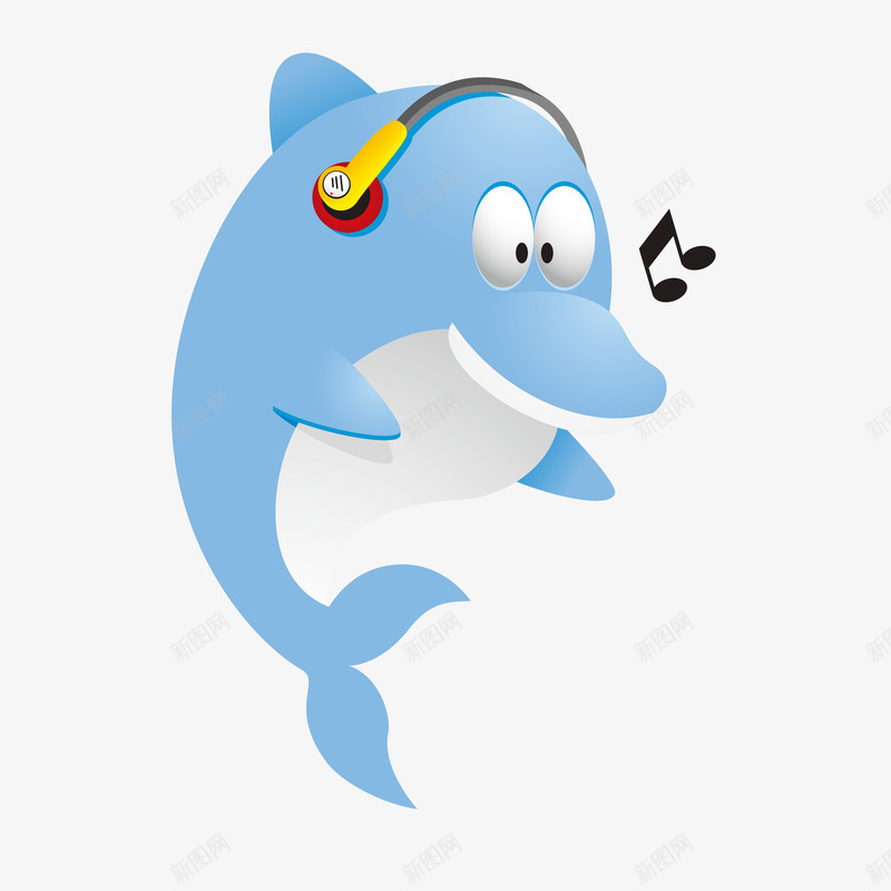 手绘听音乐海豚矢量图eps免抠素材_新图网 https://ixintu.com PNG免抠图 动物 听音乐 手绘 海豚 矢量图