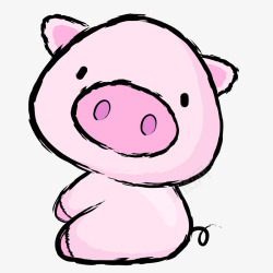 手绘粉红色的小猪动物矢量图素材