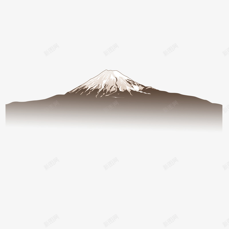 黑白色日本富士山png免抠素材_新图网 https://ixintu.com 富士山 日本 黑白色