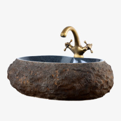 洗手池PNG天然石头洗手盆高清图片