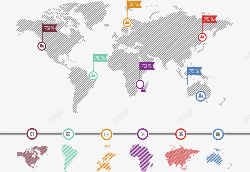 条纹地图时间轴png免抠素材_新图网 https://ixintu.com 地图 彩色地图 时间轴 条纹 步骤 流程图 矢量素材