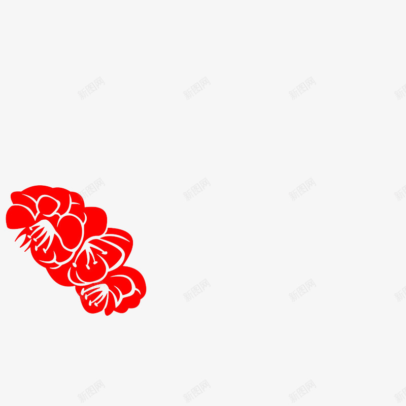 红色梅花两朵剪纸png免抠素材_新图网 https://ixintu.com 梅花两朵剪纸 窗花 红色