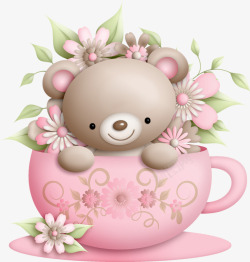 粉红茶杯小熊高清图片