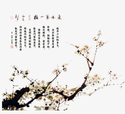 平面中国画素材白色梅花平面中国风高清图片