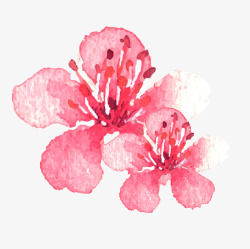 水彩手绘桃花花朵元素矢量图素材