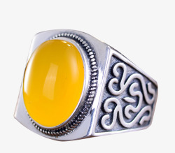黄色的戒指足银复古戒指高清图片